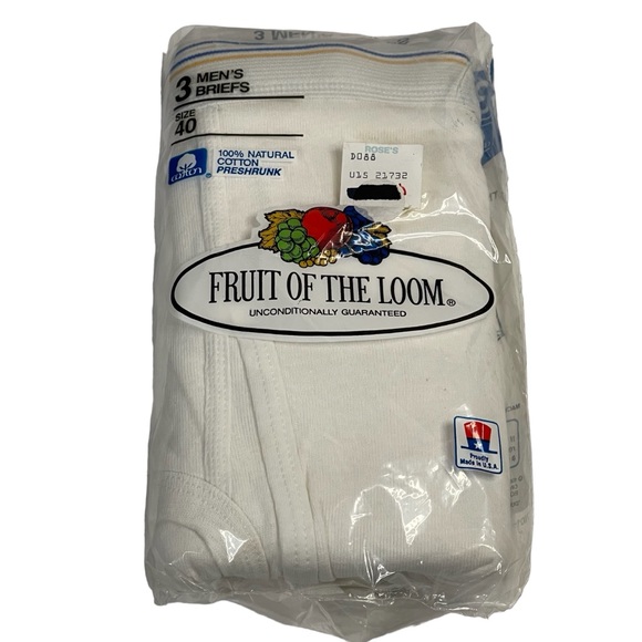 Fruit of the Loom Other - SOLD- Vintage Fruit of the Loom Mens Briefs Underwear White 100% Cotton Sz 40